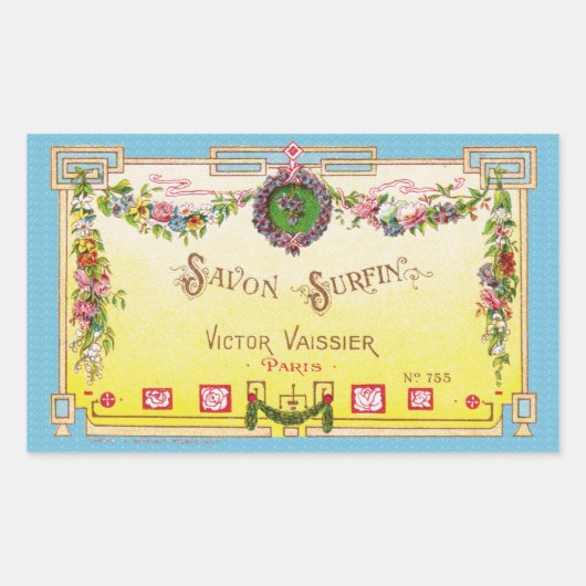 Antiek geel Frans parfumlabel Rechthoekige Sticker (Voorkant)