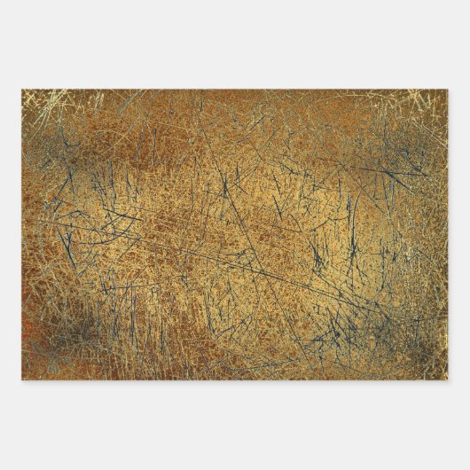 Antiek Geel Goud Scratches Inpakpapier Vel (Voorkant 2)