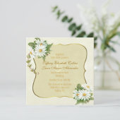 Antiek Geel met Daisies Wedding Invitation Kaart (Staand voorkant)