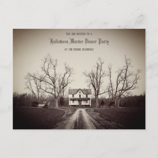 Antiek gehakt huis aangepaste Halloween uitnodigin Briefkaart (Voorkant)