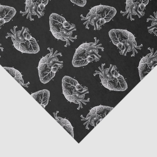 Antiek geïllustreerd Hearts Pattern Heart Tissuepapier (Detail)