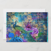 Antiek geïllustreerd pacock & bloemen van afgelope kaart (Achterkant)