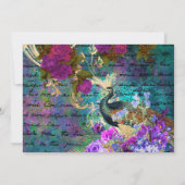 Antiek geïllustreerd pacock & bloemen van afgelope kaart (Achterkant)