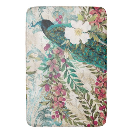 Antiek geïllustreerd perceel- en bloembollen badmat (Voorkant Verticaal)