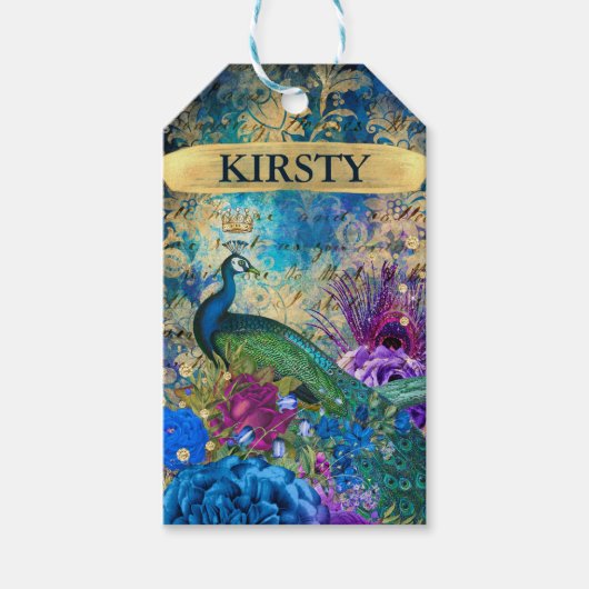 Antiek geïllustreerd perceel- en bloembollen cadeaulabel (Voorkant)