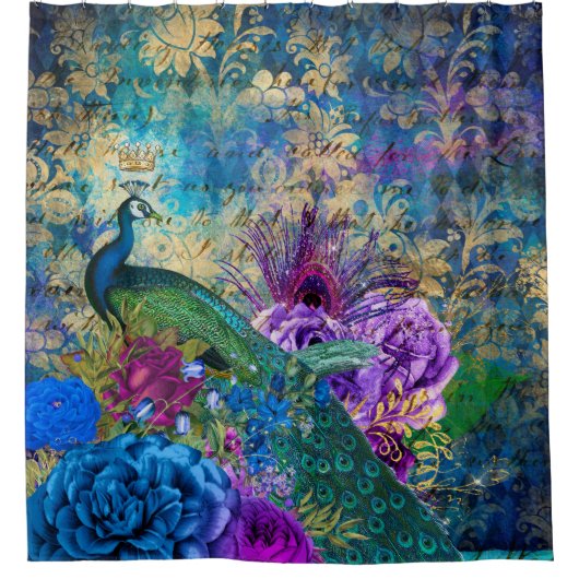 Antiek geïllustreerd perceel- en bloembollen douchegordijn (Voorkant)