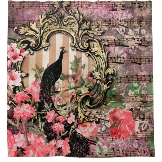 Antiek geïllustreerd perceel- en bloembollen douchegordijn (Voorkant)