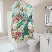 Antiek geïllustreerd perceel- en bloembollen douchegordijn (In situ)