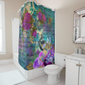 Antiek geïllustreerd perceel- en bloembollen douchegordijn (In situ)