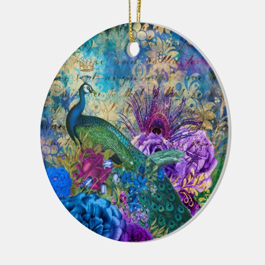 Antiek geïllustreerd perceel- en bloembollen keramisch ornament (Links)