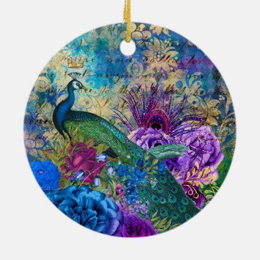 Antiek geïllustreerd perceel- en bloembollen keramisch ornament (Achterkant)