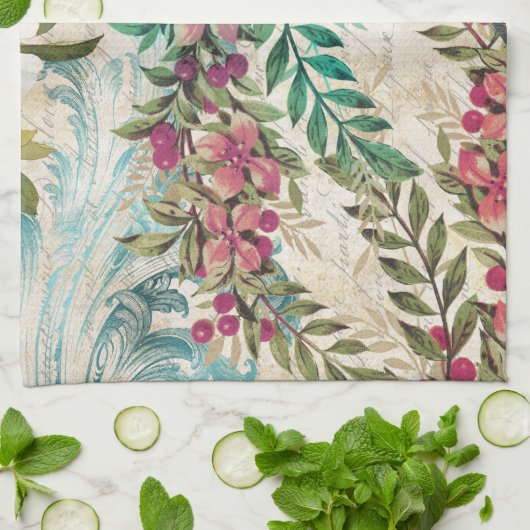 Antiek geïllustreerd perceel- en bloembollen theedoek (Gevouwen)