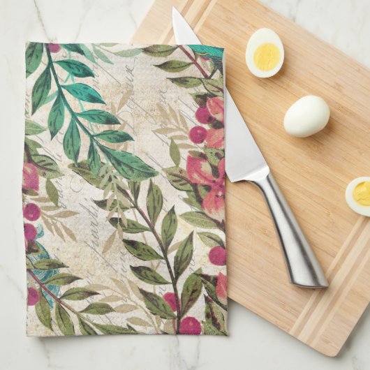 Antiek geïllustreerd perceel- en bloembollen theedoek (Quarter Fold)