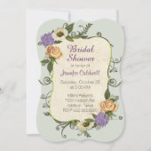 Antiek geïnspireerde Bloemen Bruids Douche Uitnodi Kaart (Voorkant)