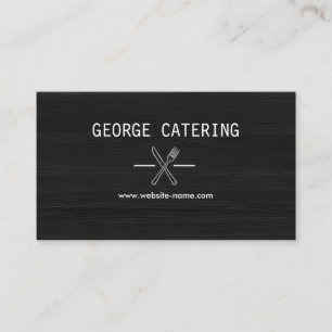 Antiek Gekruist Vork Mes Logo Catering Zwart Visitekaartje