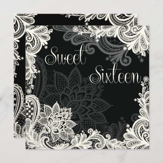 Antiek gelaatszwart zoet zestien-partijenuitnodigi kaart (Voorkant / Achterkant)