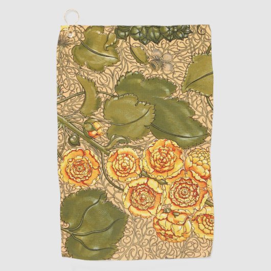 Antiek gele bloemen golfhanddoek (Voorkant)