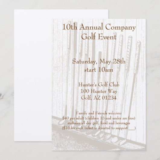  Antiek gele en bruine golfclubs Kaart (Voorkant / Achterkant)