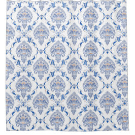 Antiek gelovige kobalt blauw en wit Victoriaans Douchegordijn