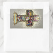 Antiek  Gelukkig Paaskruis Rechthoekige Sticker (Tas)