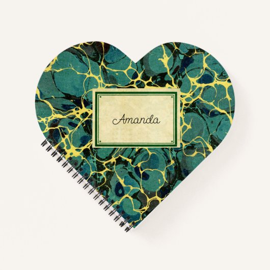 Antiek gemarmerd papier en naamlabel Notitieboek (Voorkant)