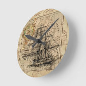 Antiek-generaal Frankrijk Map & Ship Ronde Klok (Hoek)