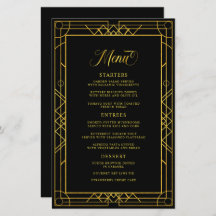Antiek Geometric Gold Lijst Black Wedding Menu