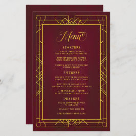 Antiek Geometric Gold Lijst Burgundy Wedding Menu