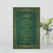 Antiek Geometric Gold Lijst Emerald Wedding Menu (Staand voorkant)