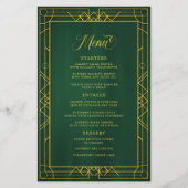 Antiek Geometric Gold Lijst Emerald Wedding Menu (Voorkant)