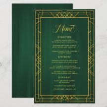 Antiek Geometric Gold Lijst Emerald Wedding Menu