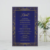 Antiek Geometric Gold Lijst Royal Blue Menu (Staand voorkant)