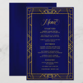 Antiek Geometric Gold Lijst Royal Blue Menu (Voorkant / Achterkant)