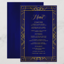 Antiek Geometric Gold Lijst Royal Blue Menu