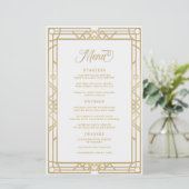 Antiek Geometric Gold Lijst White Wedding Menu (Staand voorkant)