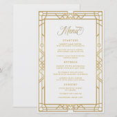Antiek Geometric Gold Lijst White Wedding Menu (Voorkant / Achterkant)