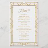Antiek Geometric Gold Lijst White Wedding Menu (Voorkant)