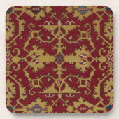 Antiek geometrisch oosters Perzisch rood patroon Bier Onderzetter (Voorkant)