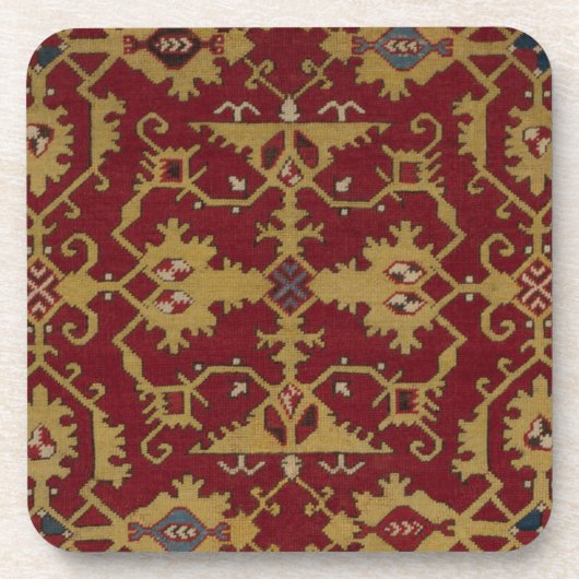 Antiek geometrisch oosters Perzisch rood patroon Bier Onderzetter (Voorkant)