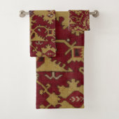 Antiek Geometrisch Oriental Persian Red Pattern Bad Handdoek (Insitu)