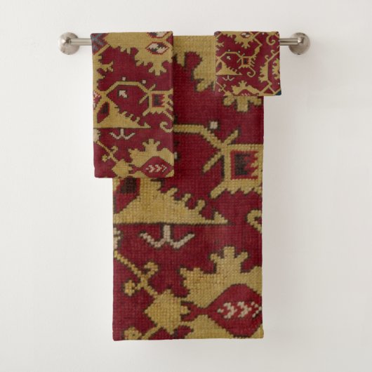 Antiek Geometrisch Oriental Persian Red Pattern Bad Handdoek (Insitu)