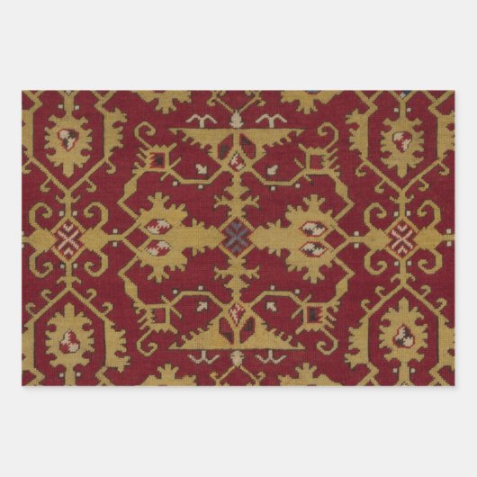 Antiek Geometrisch Oriental Persian Red Pattern Inpakpapier Vel (Voorkant)