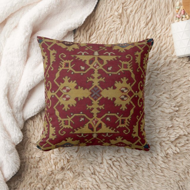 Antiek Geometrisch Oriental Persian Red Pattern Kussen (Deken)