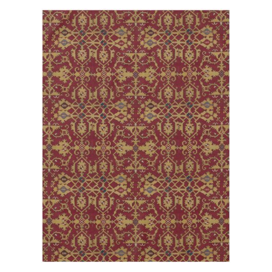 Antiek Geometrisch Oriental Persian Red Pattern Tafelkleed (Voorkant)
