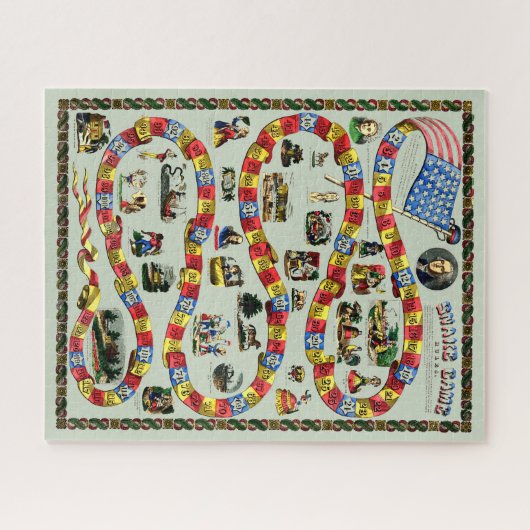 Antiek George Washington Snake Board Spel Print Legpuzzel (Horizontaal)