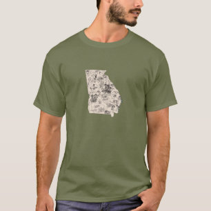 Antiek Georgië Gevormde  kaart van het Afbeelding T-shirt