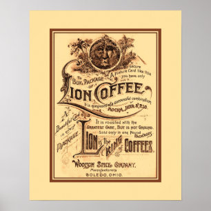  antiek gerestaureerd Lion Coffee adverteren Poster