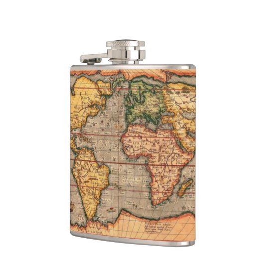 Antiek Geschiedenis van de Oude Wereldkaart Heupfles (Links)