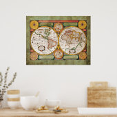 Antiek-gestileerde Jean Boisseau's C17th Old Werel Poster (Keuken)