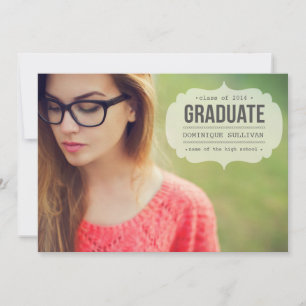 Antiek getypte label   Afstudeeruitnodiging Kaart